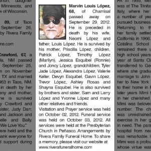 Obituary for Marvin Louis Lopez